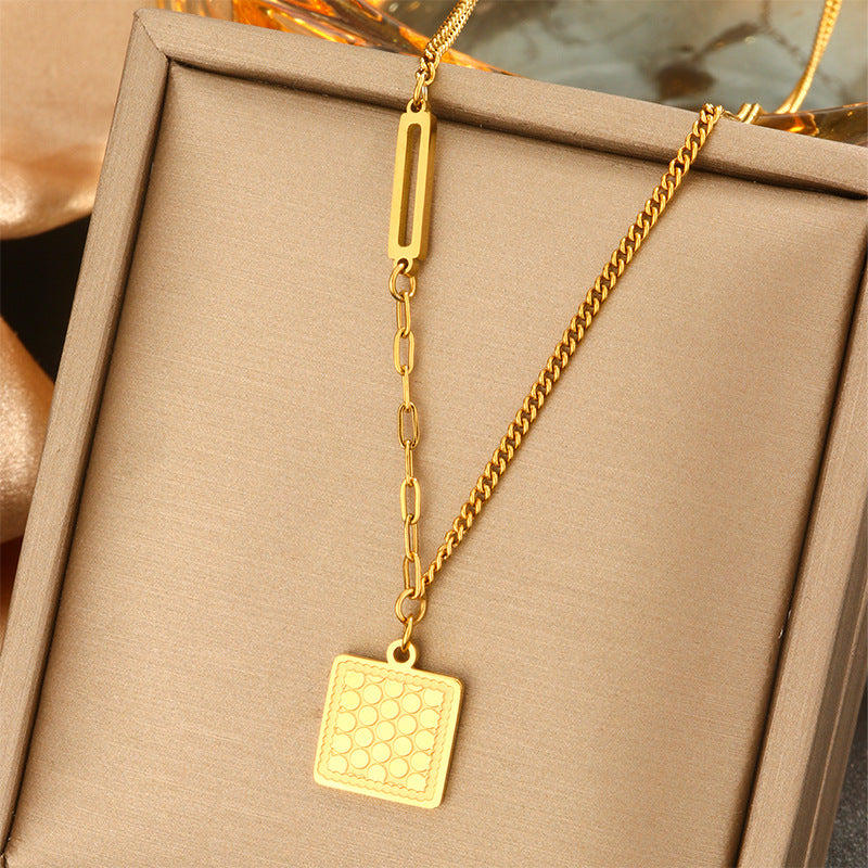 Minimalist Titanium Steel Pearl Necklace with Heart Star and Floral Pendants for Women