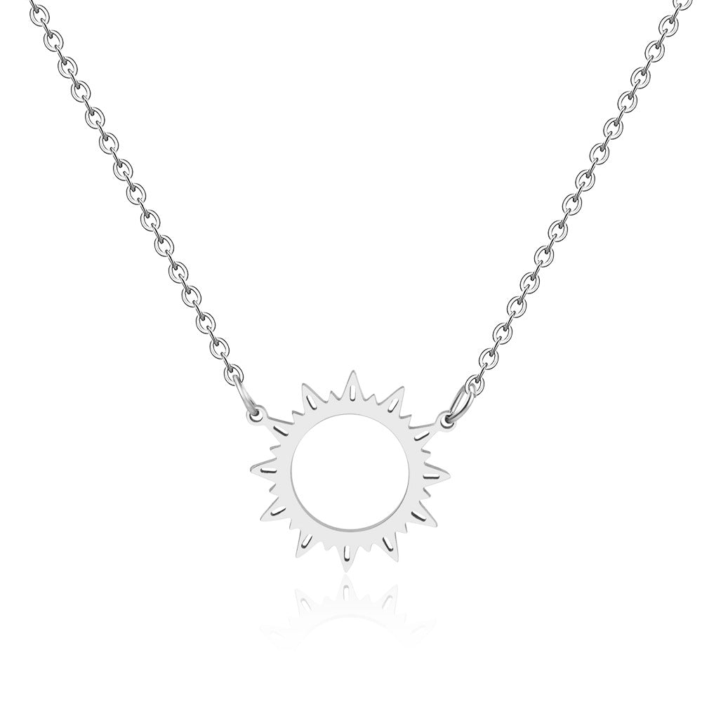 Unique Gold Plated Geometric Sun Titanium Steel Necklace for Unisex