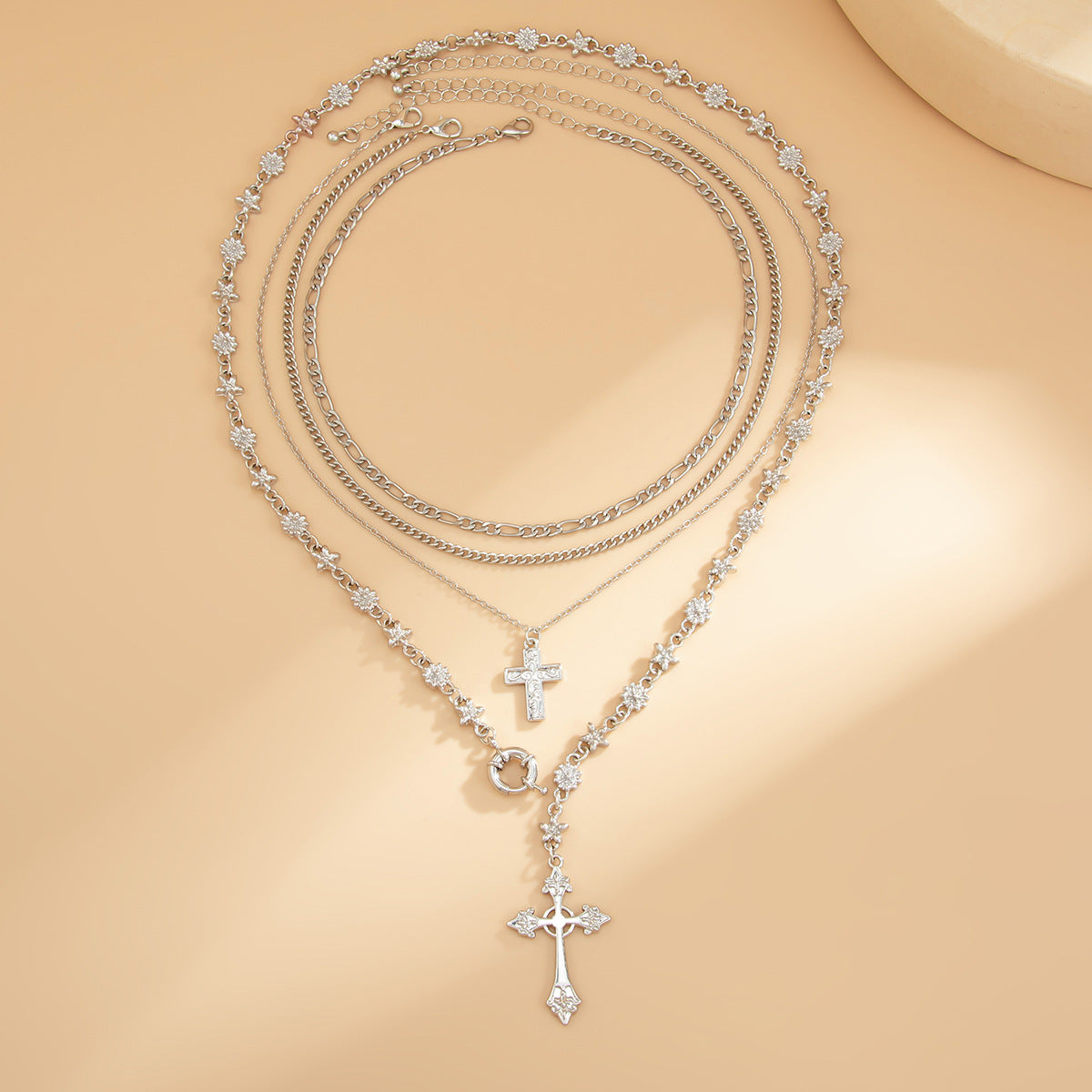 Hip-hop Punk Cross Pendant Alloy Plated Necklace for Women