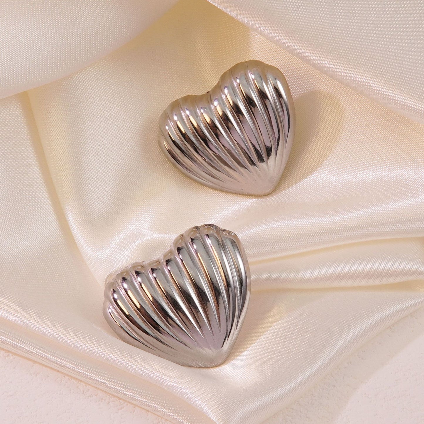Cute Sweet Heart Shaped Stainless Steel Earrings for Women