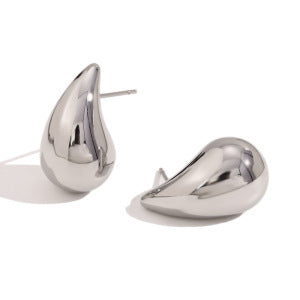 Orecchini da donna in acciaio inossidabile placcato oro 18K, design a mezzaluna vuota, ispirazione geometrica francese vintage