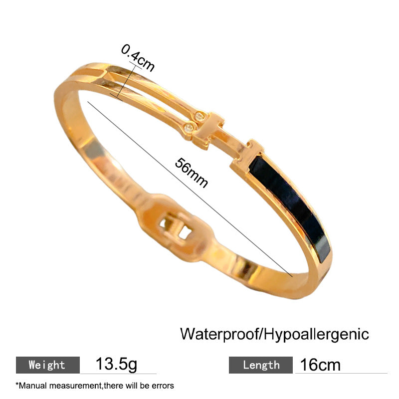 Black Letter H Titanium Steel Plated Bracelet