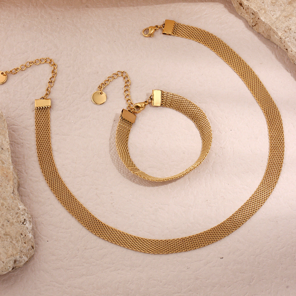 Set di collane girocollo da donna minimaliste geometriche in acciaio inossidabile placcate oro 18K