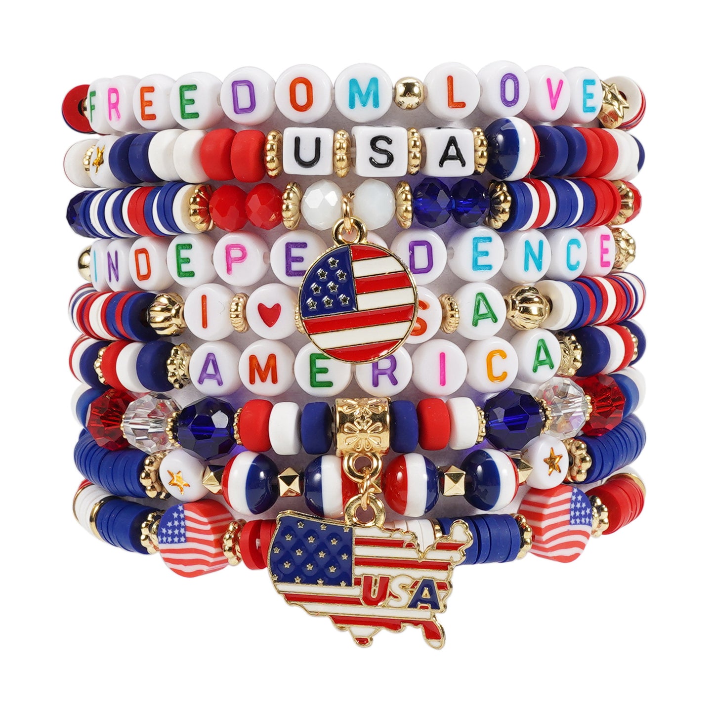 Pulsera de resina con estrella geométrica unisex, joyas patrióticas con bandera estadounidense