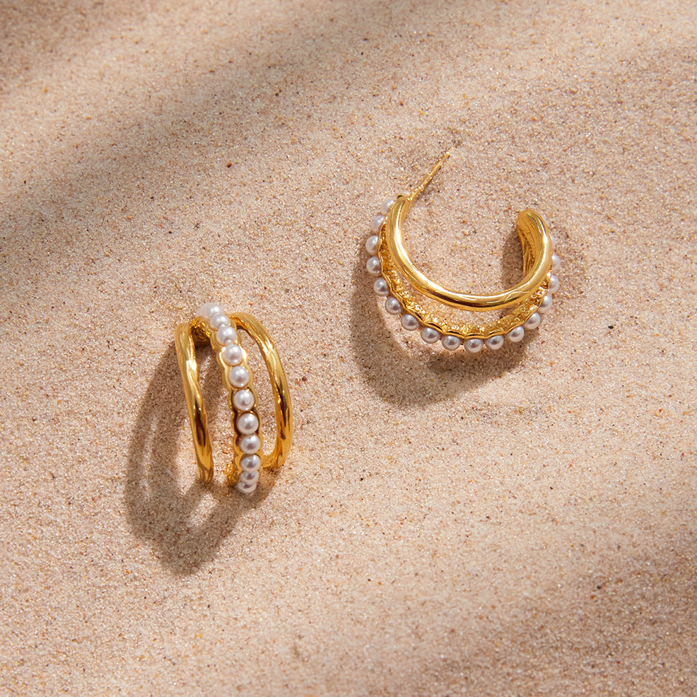 Pendientes de Acero Inoxidable Geométricos con Acabado Chapado para Mujer Joyería Minimalista Elegante para la Oreja