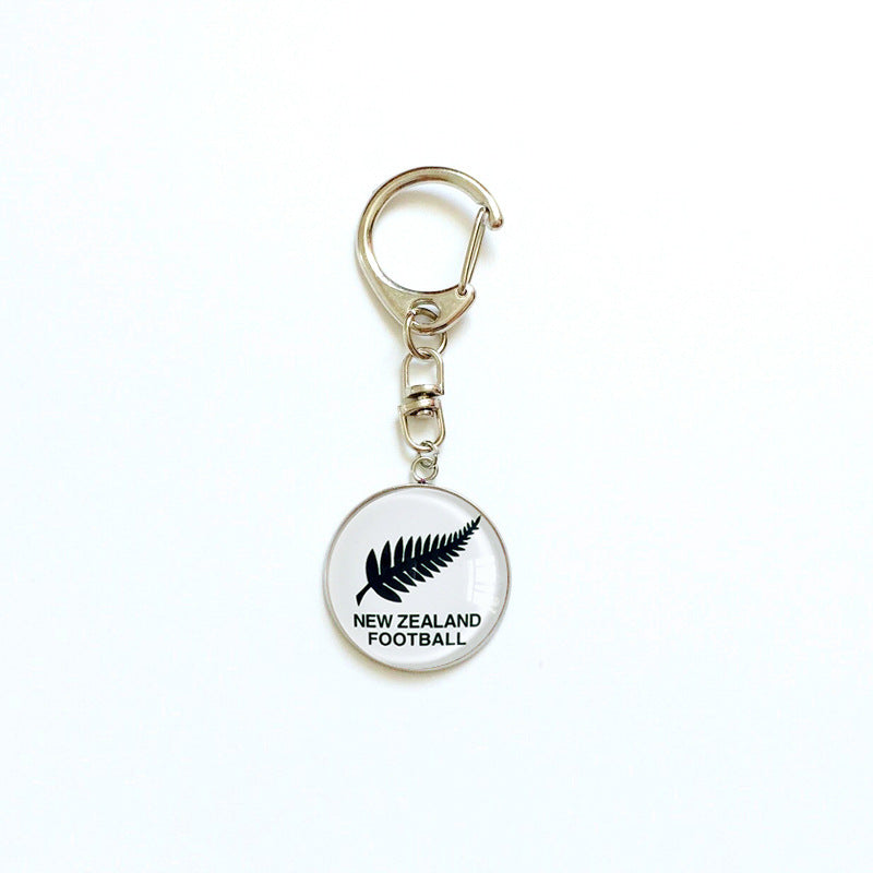 Sporty Round Stainless Steel Keychain National Football Team Souvenir Gift