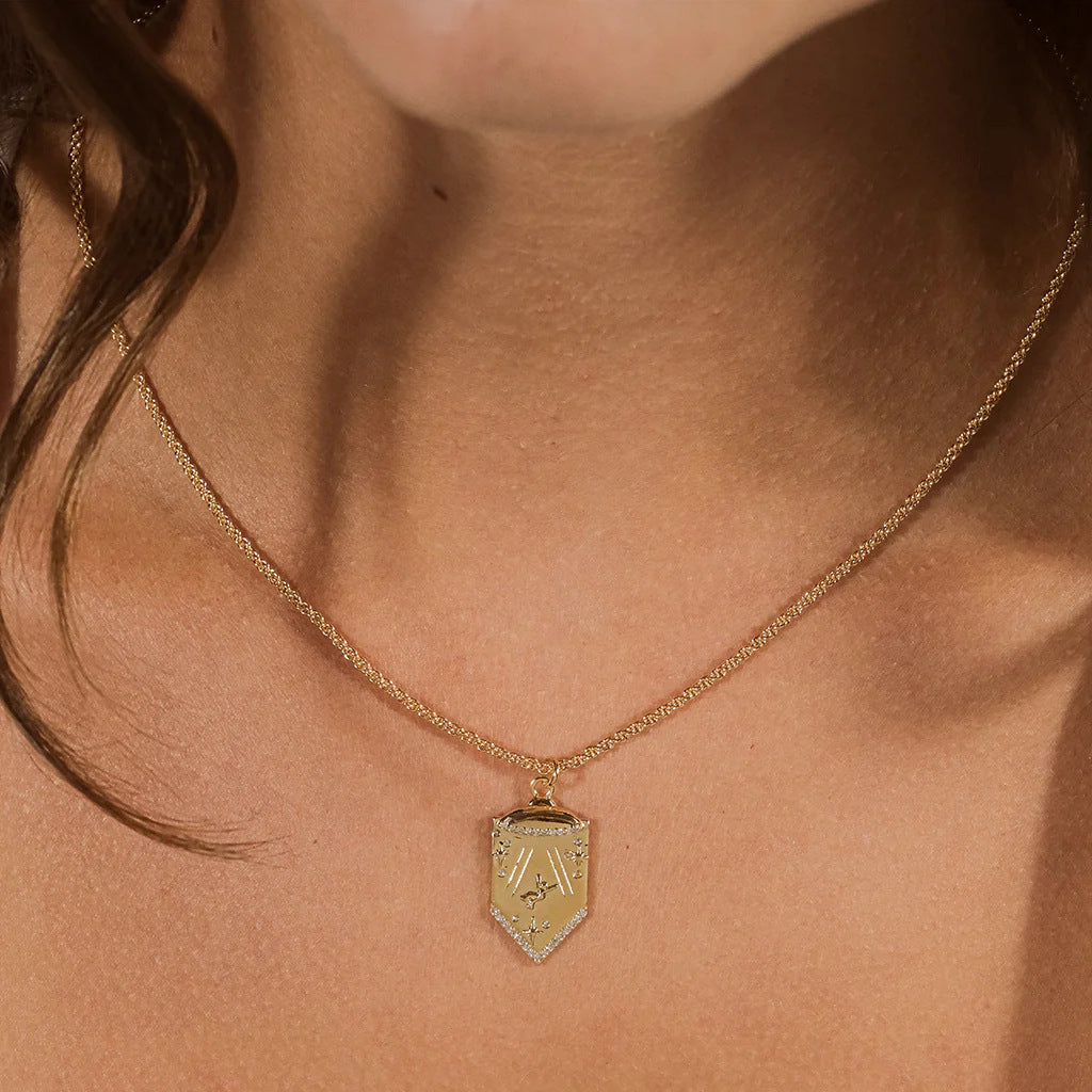 Collana con ciondolo a luna a stella a otto punte geometrica alla moda da donna, con catena in rame placcato e design lungo d'ispirazione vintage