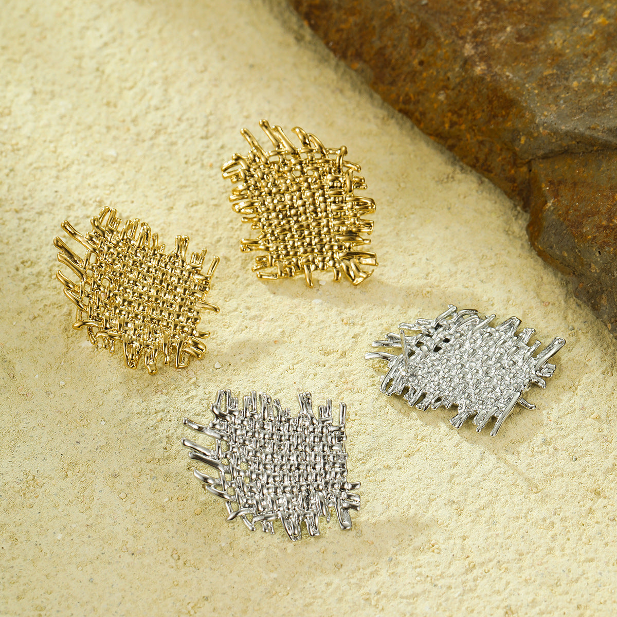 Orecchini da donna vintage geometrici in acciaio inossidabile placcati oro 18K