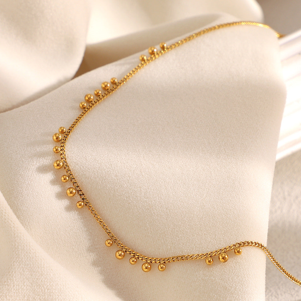 Minimalist Geometric Stainless Steel Pendant Necklace with 18K Gold Plating and Teardrop-Shaped Titanium Steel Charm