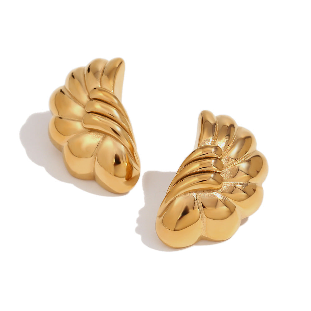 Pendientes de acero inoxidable geométricos vintage de moda con chapado en oro de 18 quilates con motivos de ondas y flores para mujer