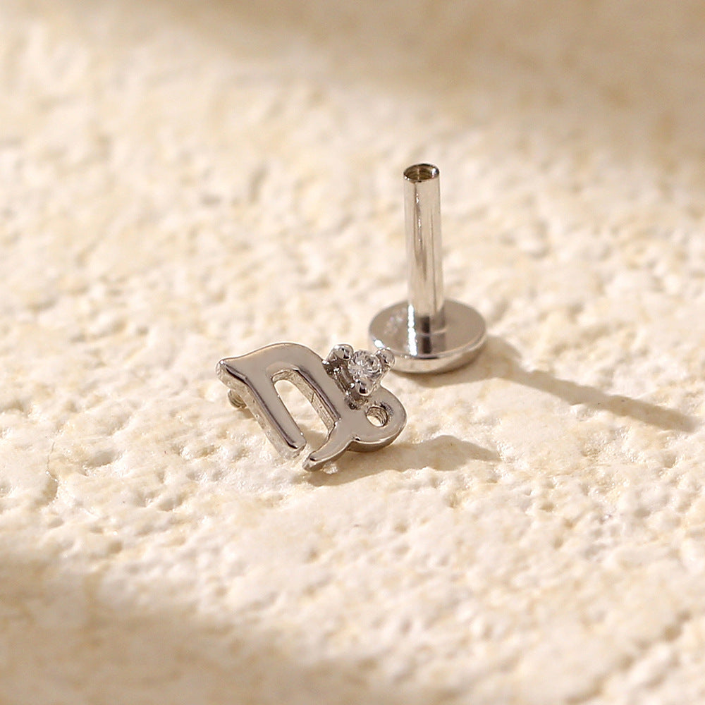 Minimalist S925 Sterling Silver Zodiac Flat Back Cartilage Earrings for Unisex