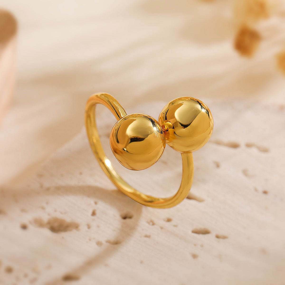 Minimalist Geometric Bowknot Shaped Copper Ring with 18K Gold Plating for Women