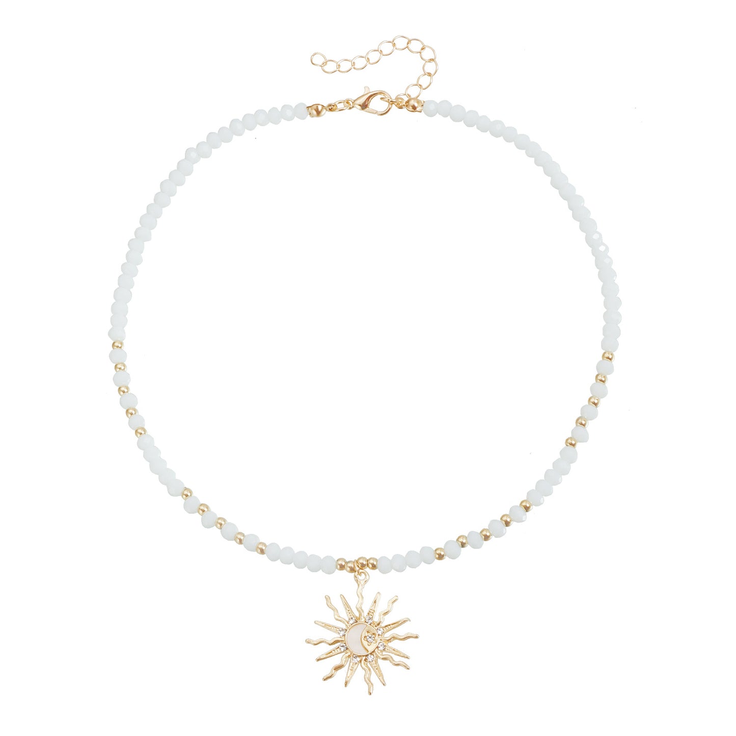 Fashion Geometric Multi-faceted Round Star Moon Alloy Plated Necklace for Women