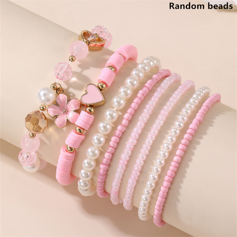 Pulsera de cuentas de resina en forma de estrella minimalista para niñas, conjunto de pulseras de moda hechas a mano para niños para combinar, regalo de cumpleaños