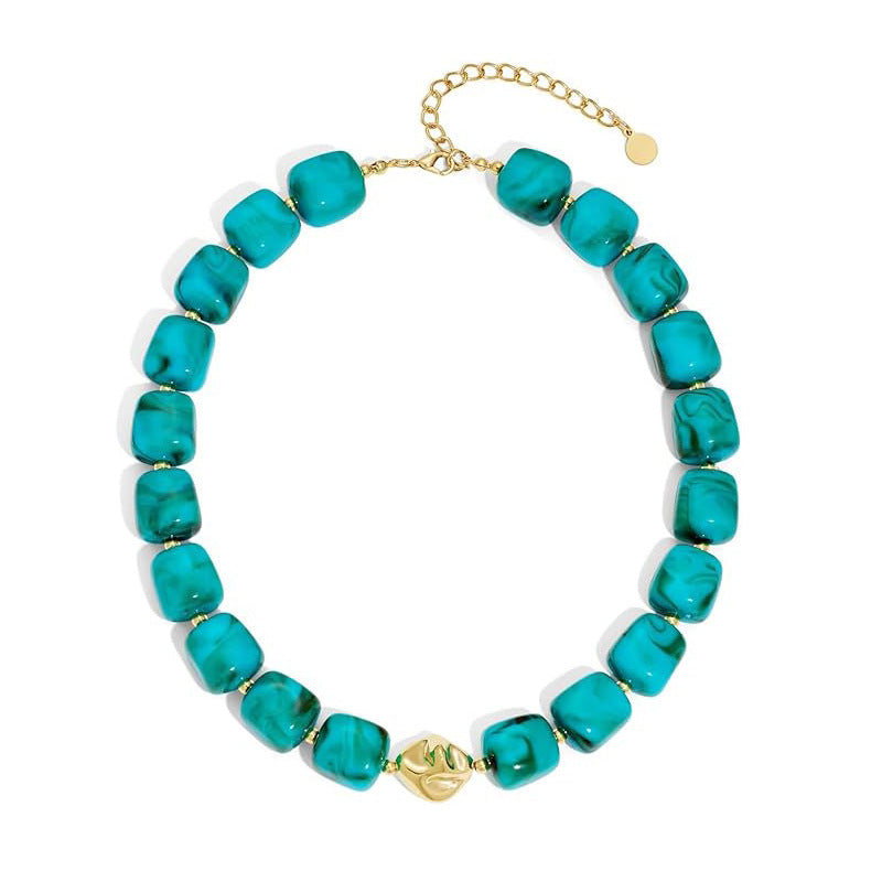 Casual Geometric Resin Polished Necklace for Women