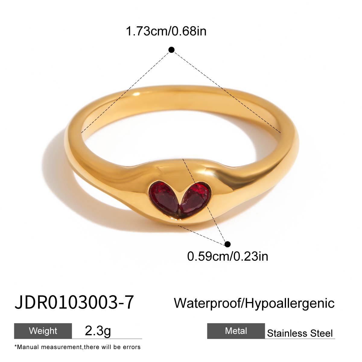 Luxury Elegant Geometric Apple Cubic Zirconia Plated Stainless Steel Ring for Women