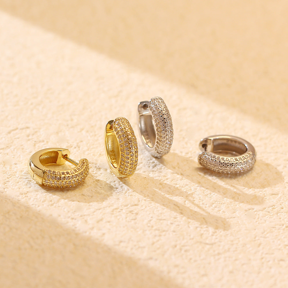 Pendientes de Plata de Ley 925 Geométricos Minimalistas con Circonitas Microengastadas para Mujer