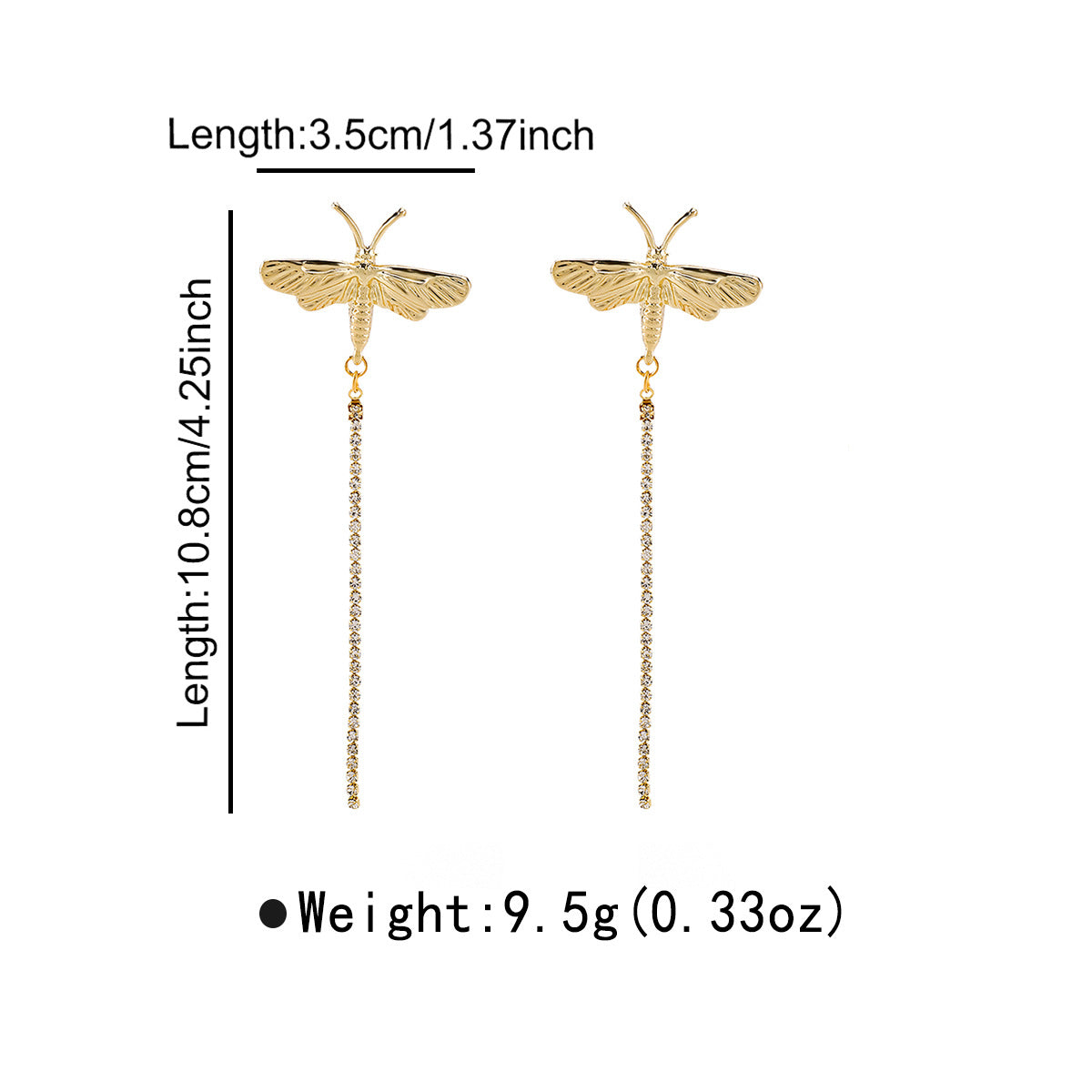 Orecchini pendenti lunghi con nappine in lega di zinco minimalisti con design a libellula da donna, accessorio di moda galvanizzato