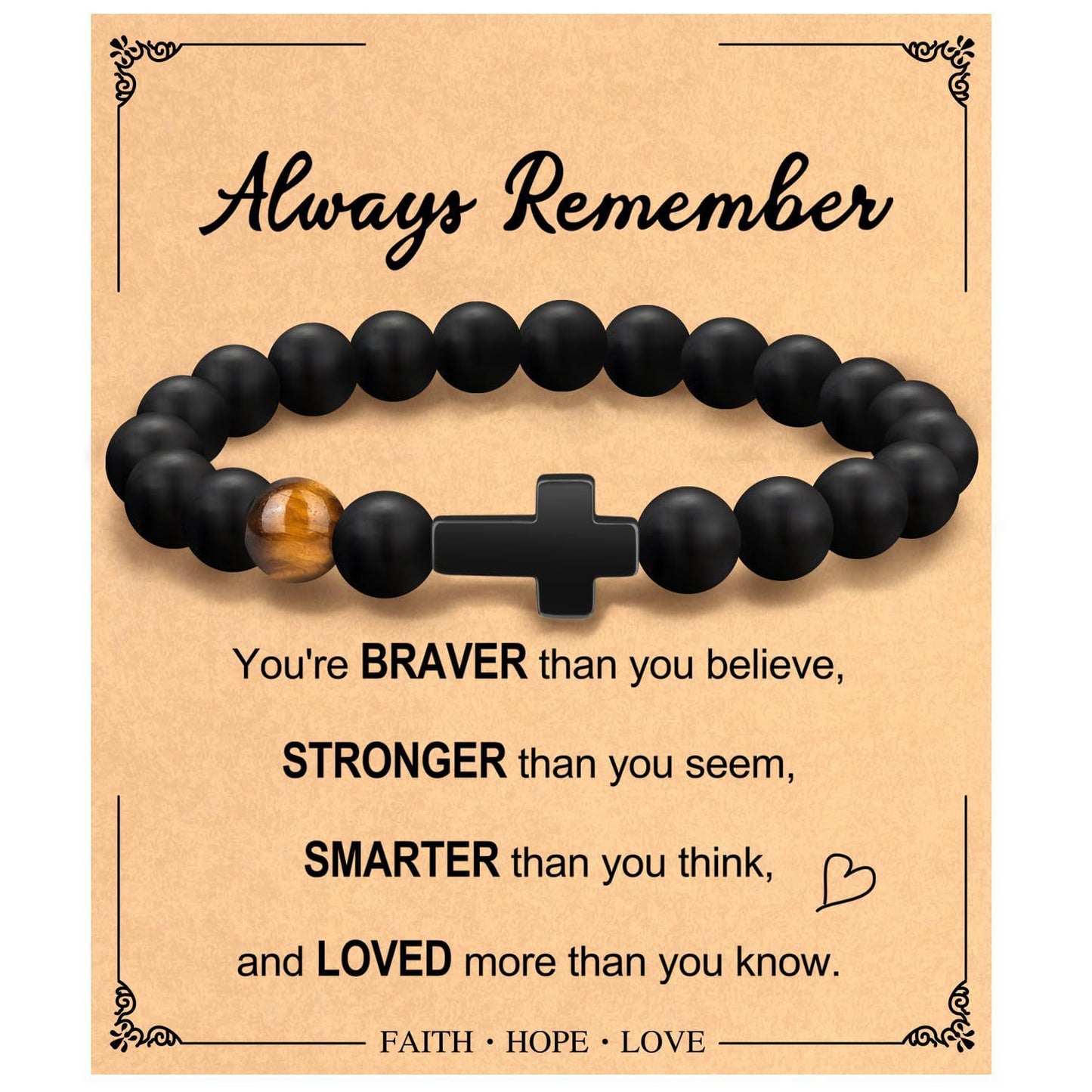 Minimalist Matte Tiger Eye Stone Cross Beaded Bracelet for Men