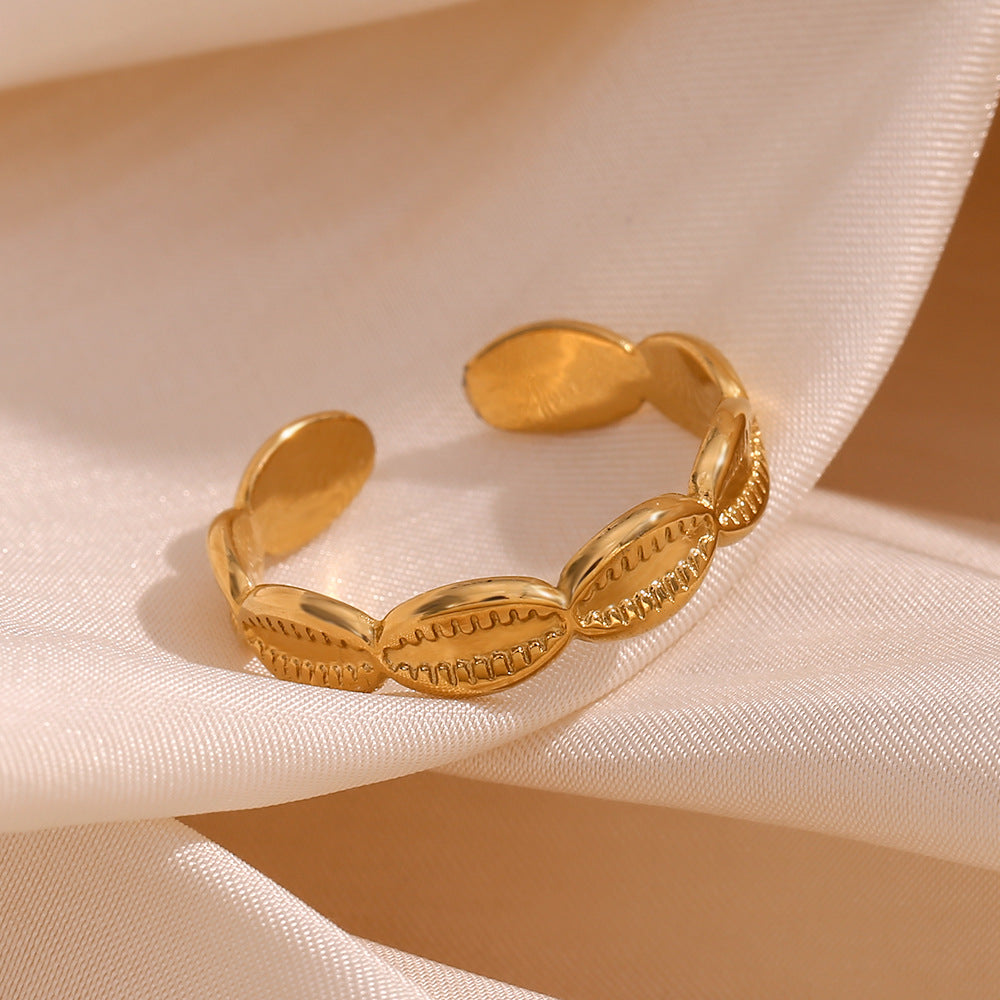 Anello da donna regolabile in acciaio inossidabile con placcatura in oro 18 carati dal design geometrico creativo, accessorio di moda con motivo a denti