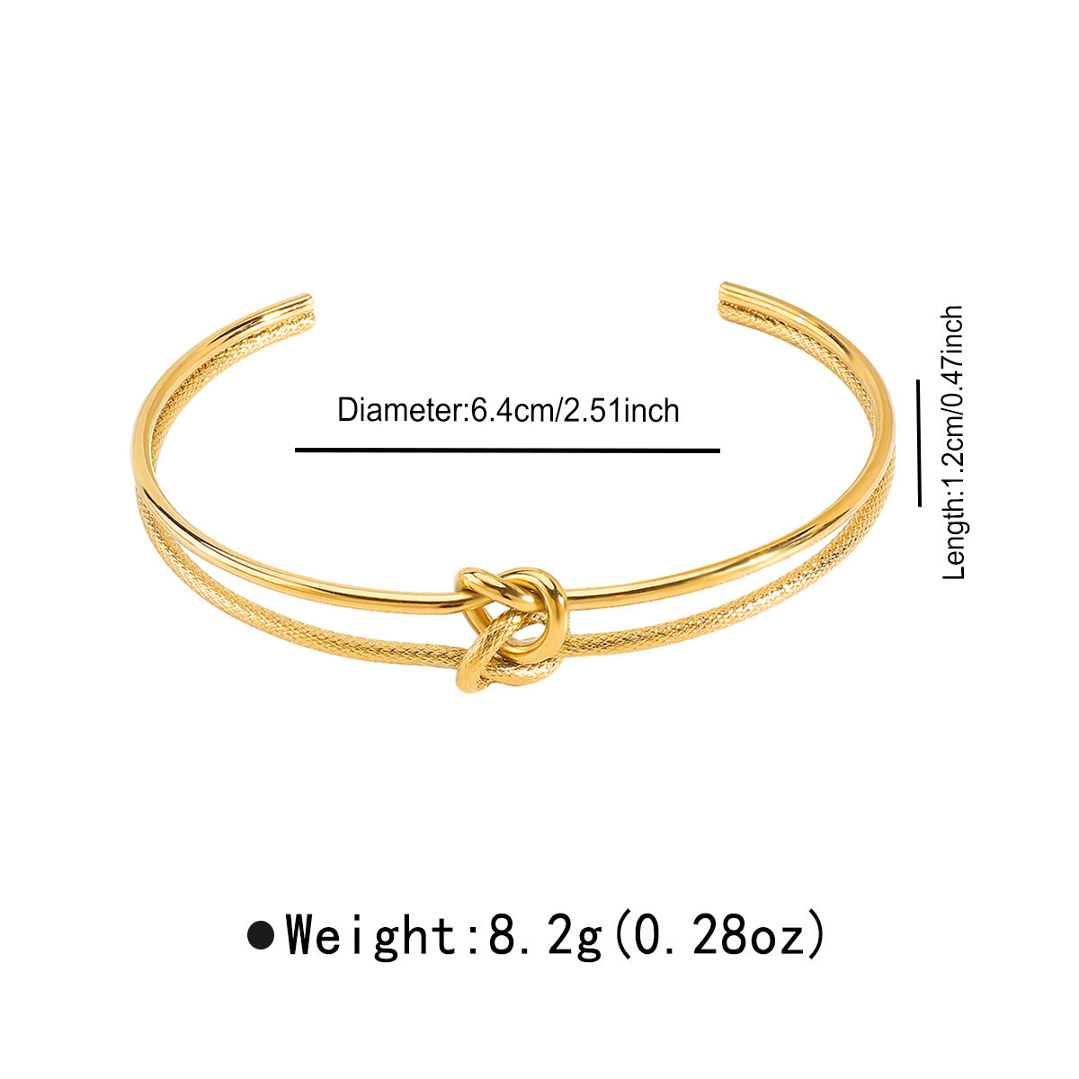 Pulsera Ajustable de Acero Inoxidable para Mujer, Diseño Geométrico Vintage en Forma de C con Nudo y Acabado de Galvanoplastia al Vacío