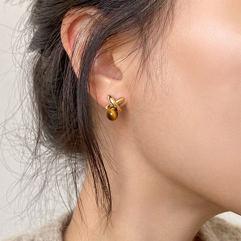Aretes de resina minimalistas retro con letra X y postes de plata de ley 925 para mujer