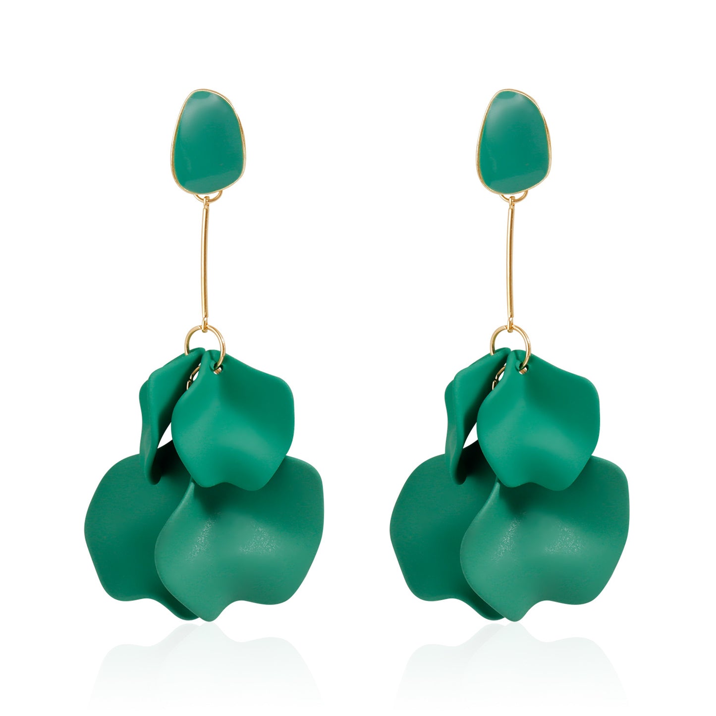 Vintage Floral Resin Stud Earrings for Women with Geometric Petal Shape and Plated Finish