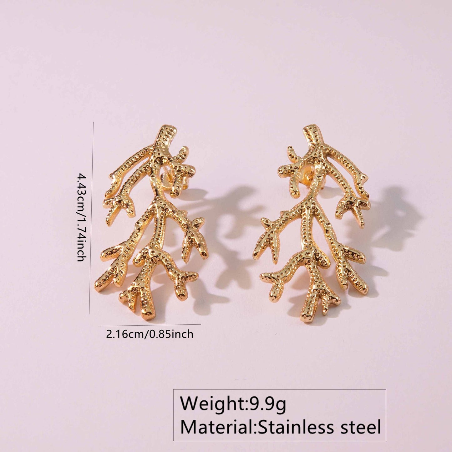 Elegant Gold Plated Stainless Steel Leaf Earrings for Women