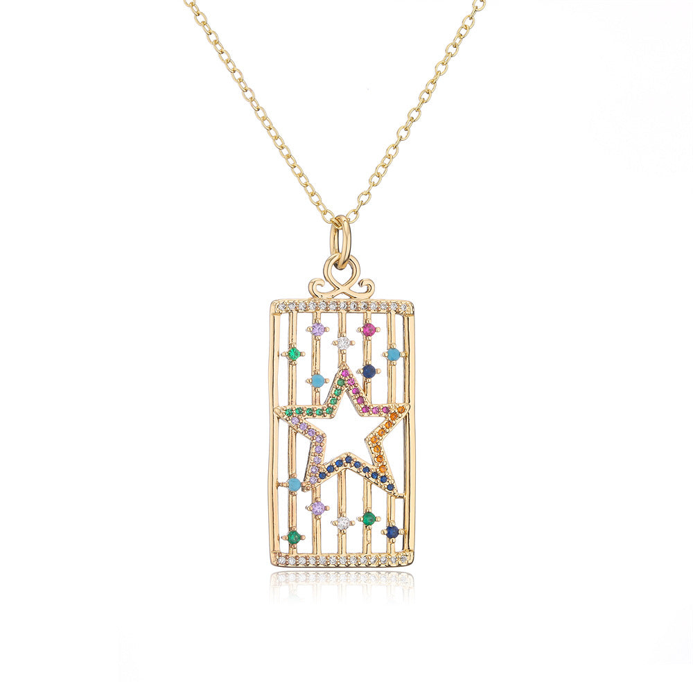 Minimalist Geometric Hollow Eye Crown Snake Necklace for Women in Copper with 18K Gold Plating and Zircon Inlay