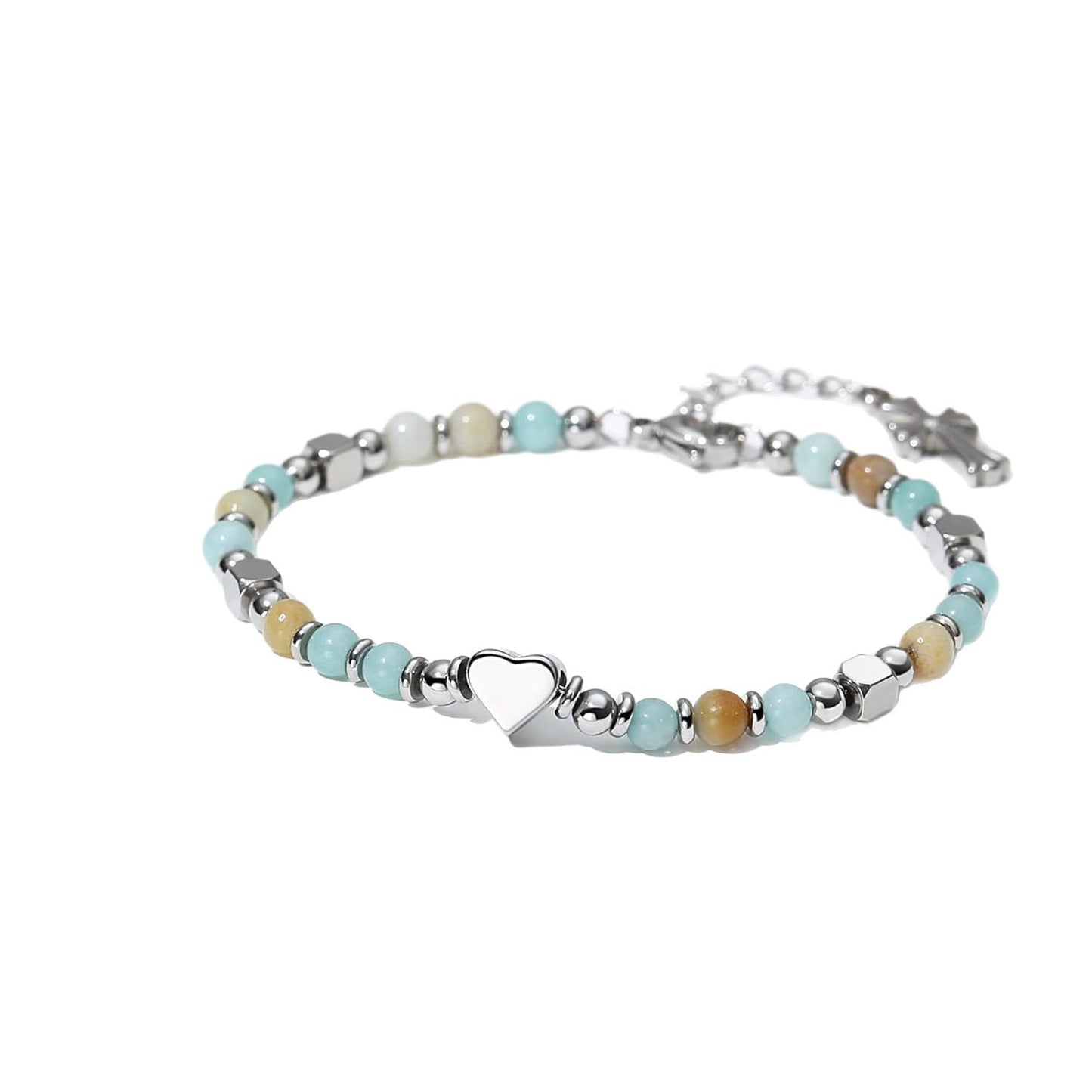 Sweet Heart Cross Stainless Steel Bracelet