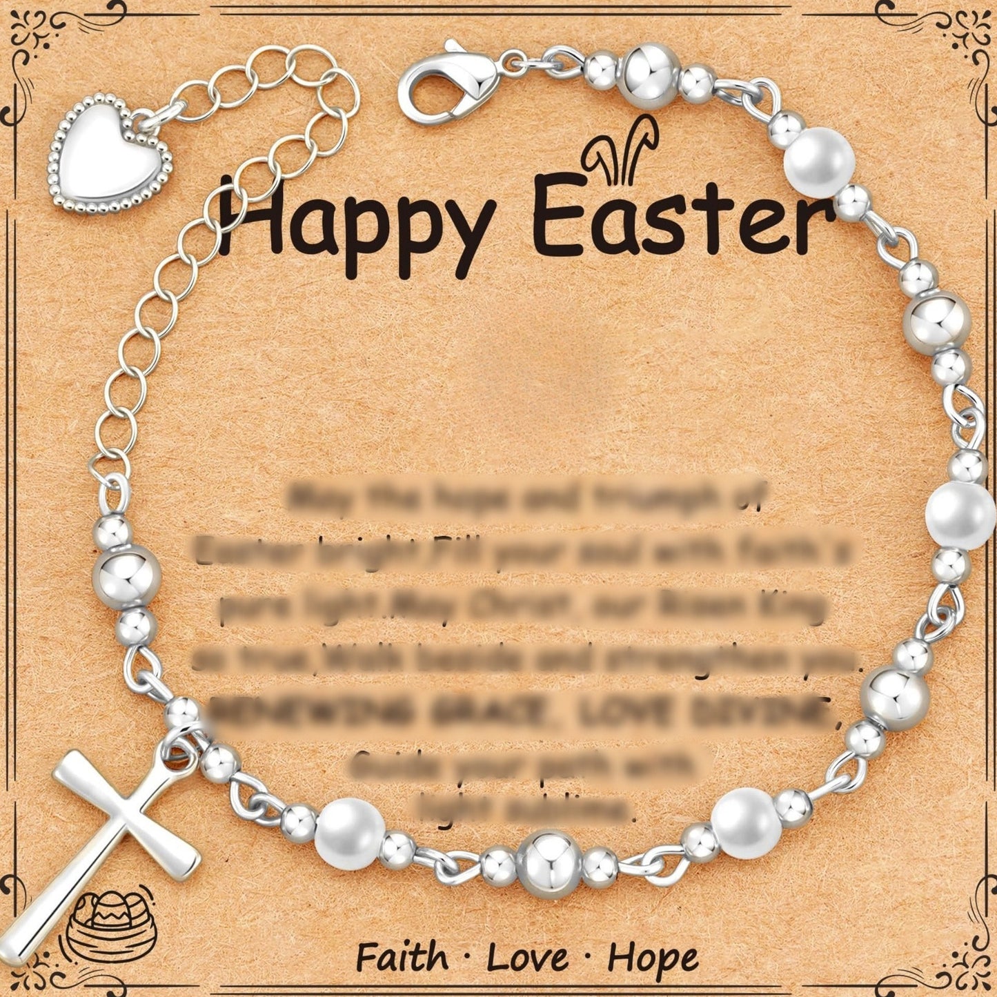 Vintage Elegant Cross Pearl Plated Stainless Steel Bracelet for Women