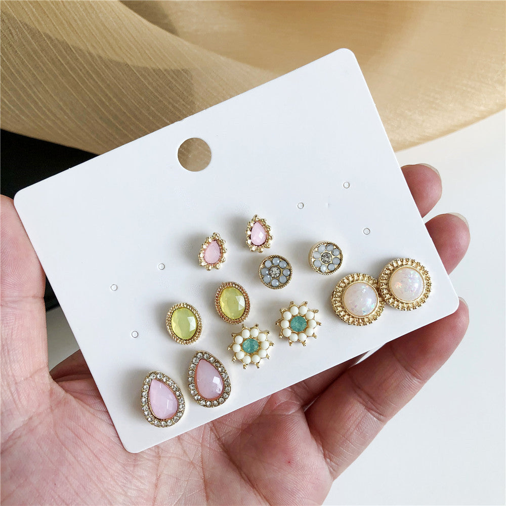 Minimalist Sweet Geometric Floral Gold Plated Stainless Steel Stud Earrings for Women