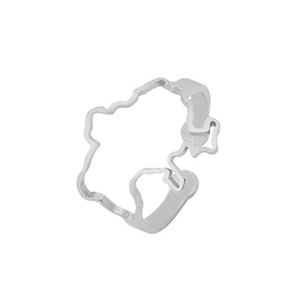 Anello da donna alla moda placcato oro in acciaio inossidabile con cuore aperto e design geometrico