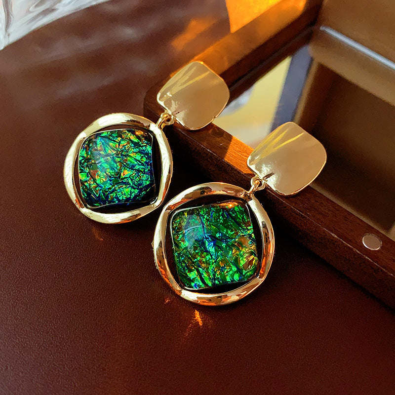 Vintage Geometric Alloy Earrings with Gold-Plated Finish and Stainless Steel Posts for Women