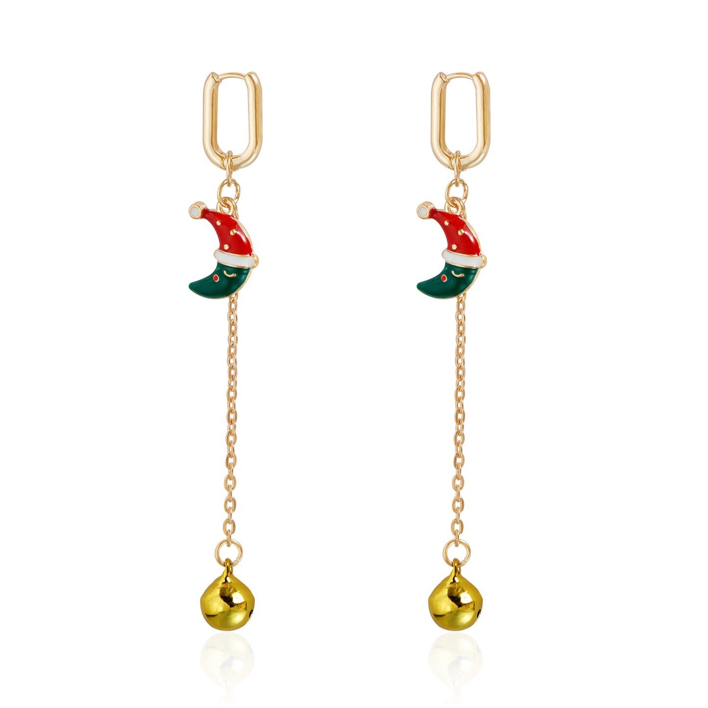 Pendientes colgantes vintage de campana de árbol de Navidad de aleación de zinc geométricos para mujer con acabado chapado