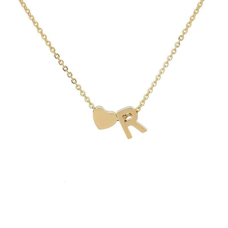 Collana Minimalista con Ciondolo a Cuore in Acciaio Inossidabile, Charms in Acciaio al Titanio e Finitura Placcata per Uomo e Donna