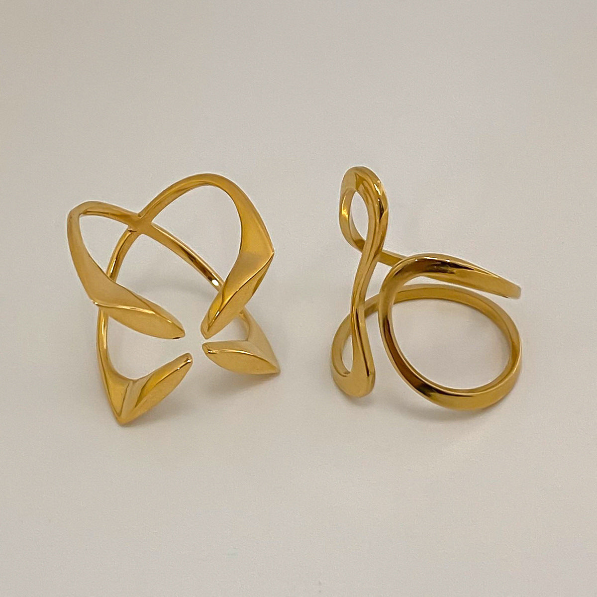 Geometric Plated Stainless Steel Ring for Women