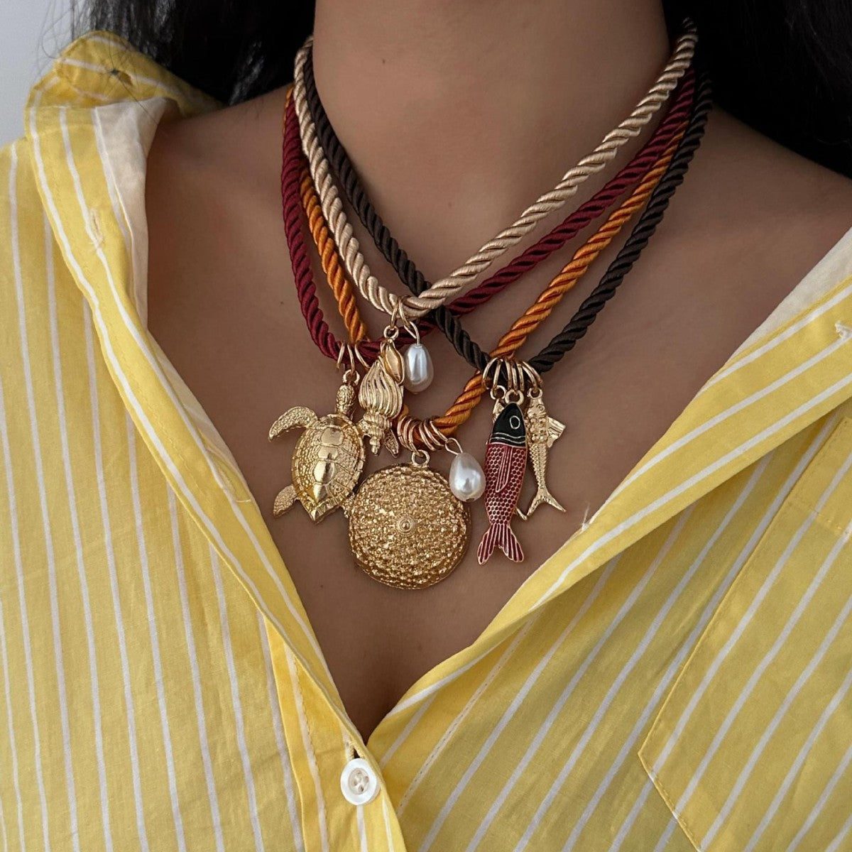 Casual Geometric Fish Turtle Shell Alloy Plated Pendant Necklace for Women