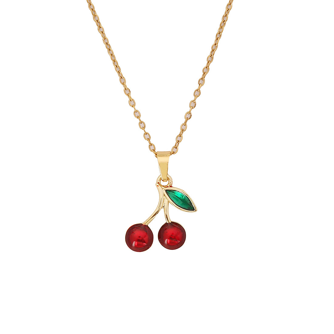 Graziosa collana con ciondolo a fragola e ciliegia in acciaio inossidabile dallo stile fresco e dolce