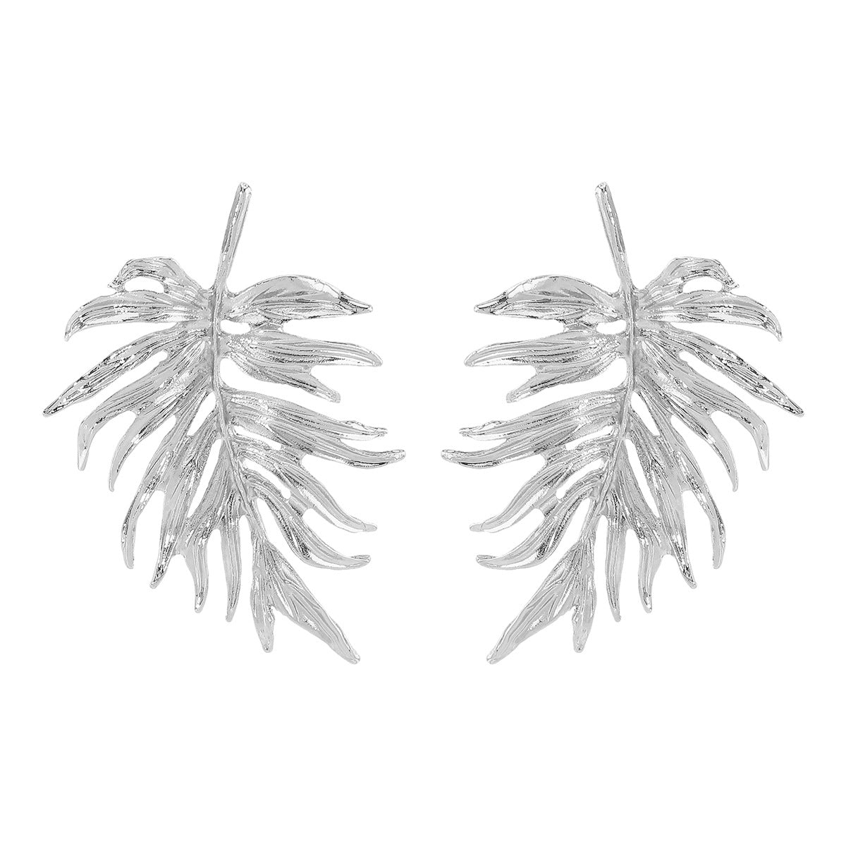 Pendientes de aleación con forma de hoja de estilo chic para mujer con acabado chapado