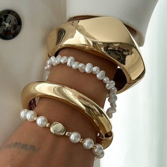 Luxury Casual Oval Abstract Zinc Alloy Plated Bracelet Set