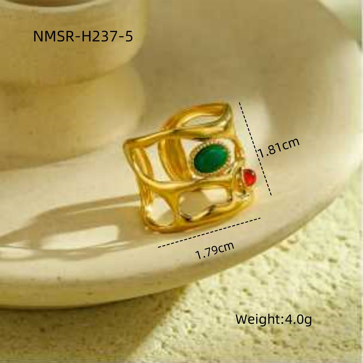 Anillo abierto minimalista de moda Morandi para mujer en acero inoxidable con acabado chapado