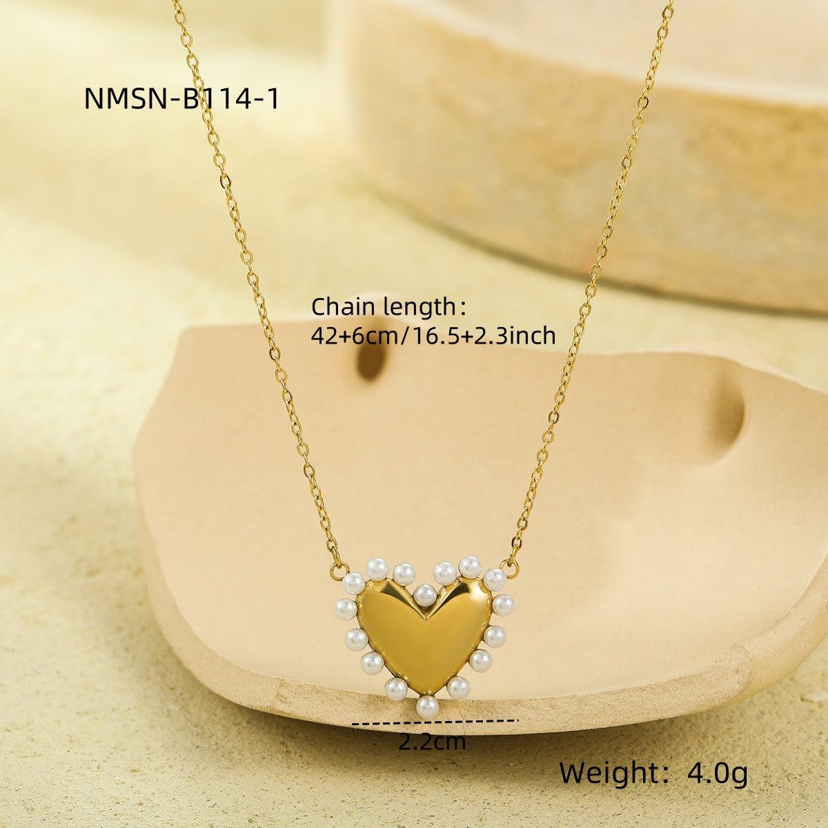 Fashionable Heart-Shaped Stainless Steel Pendant Necklace with Plated Finish for Women
