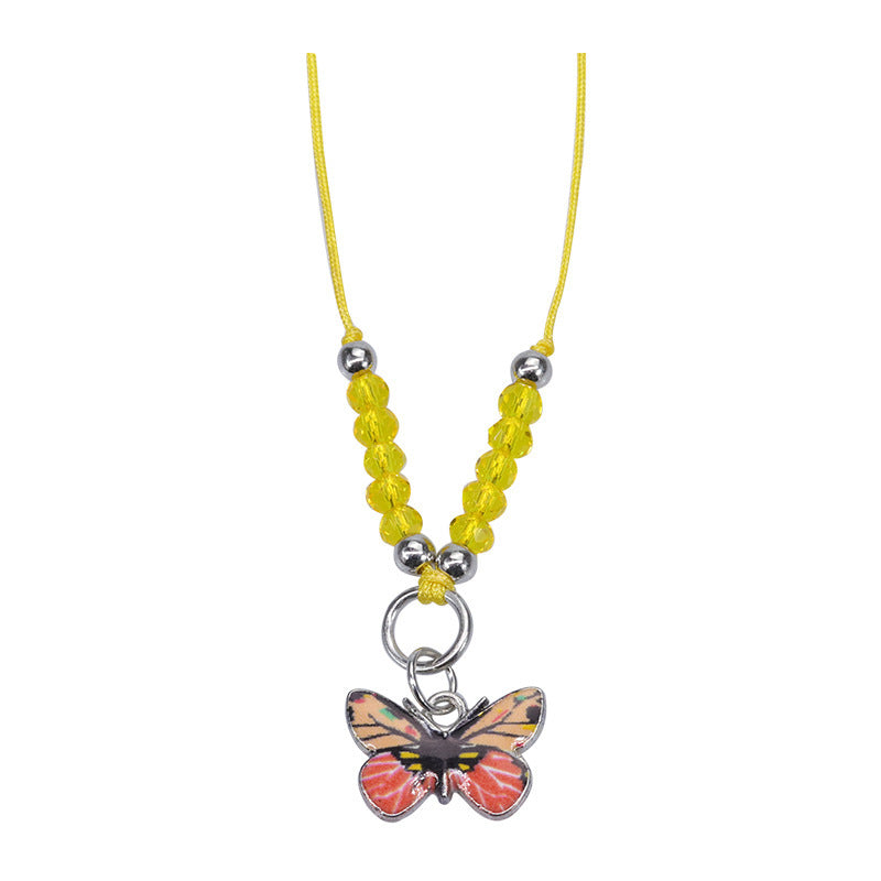 Sweet Colorful Crystal Butterfly Beaded Bracelet Silver Plated Unisex Hand Jewelry