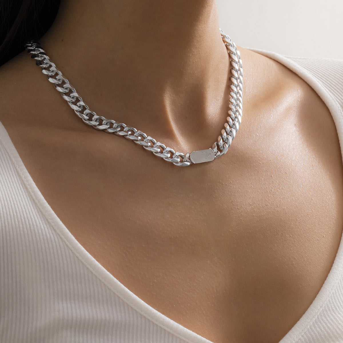 Hip-hop Streetwear Geometric Plated Alloy Cuban Link Chain Necklace