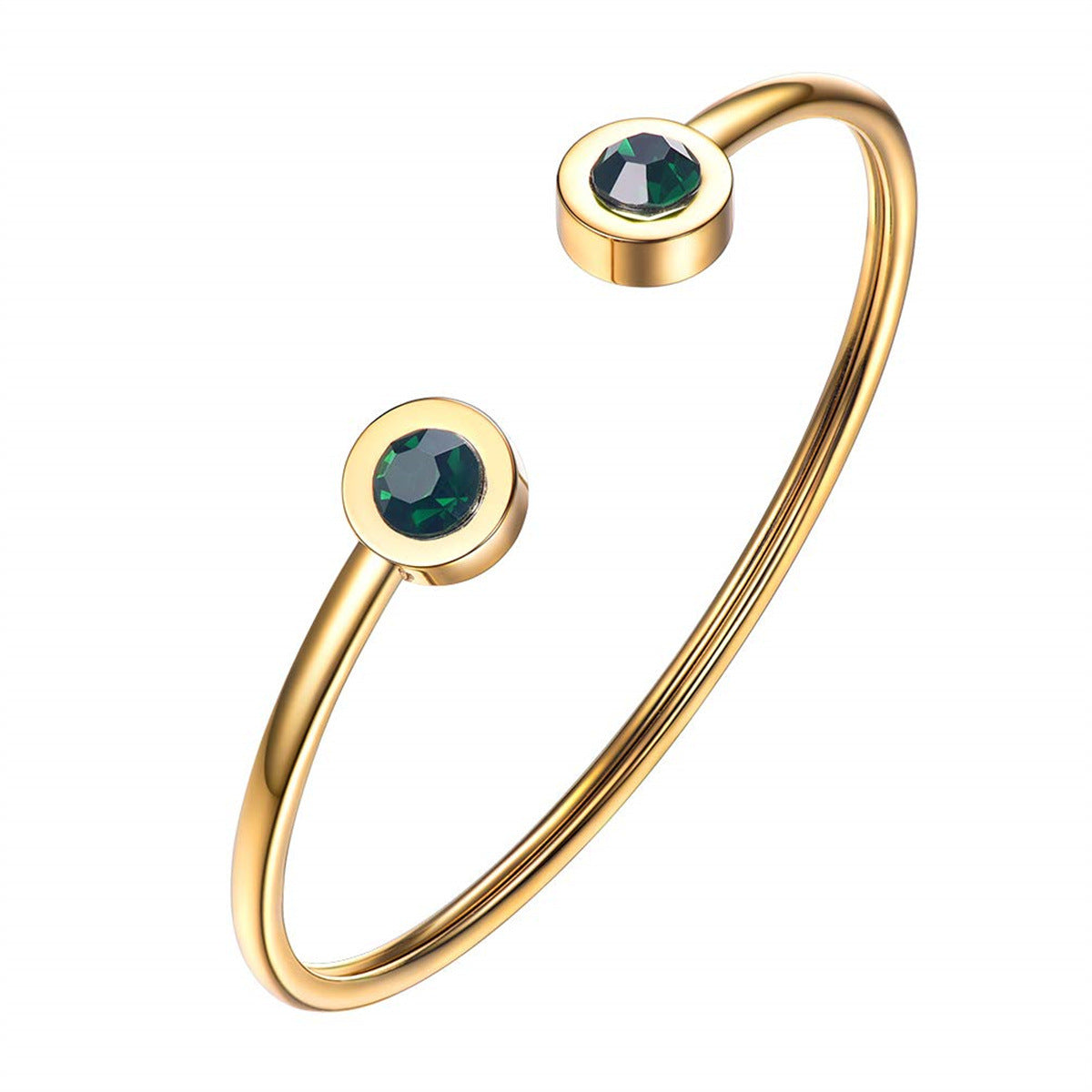 Pulsera minimalista geométrica de acero inoxidable con piedra de nacimiento de diciembre para mujer