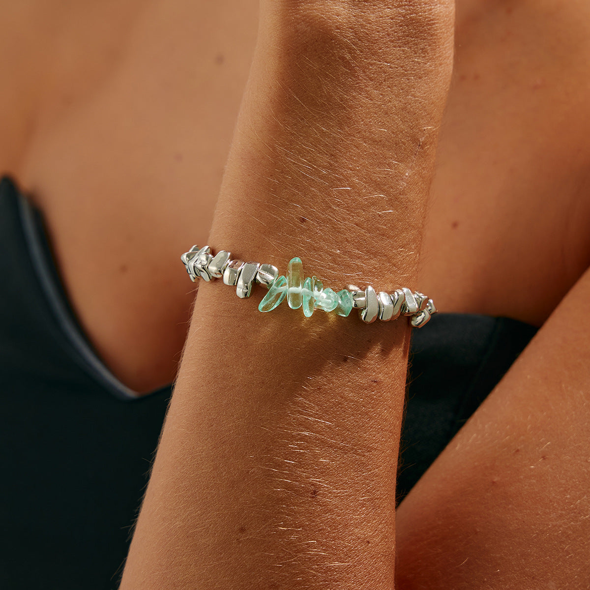 Sweet Minimalist Geometric Oval CCB Acrylic Plated Bracelet for Women
