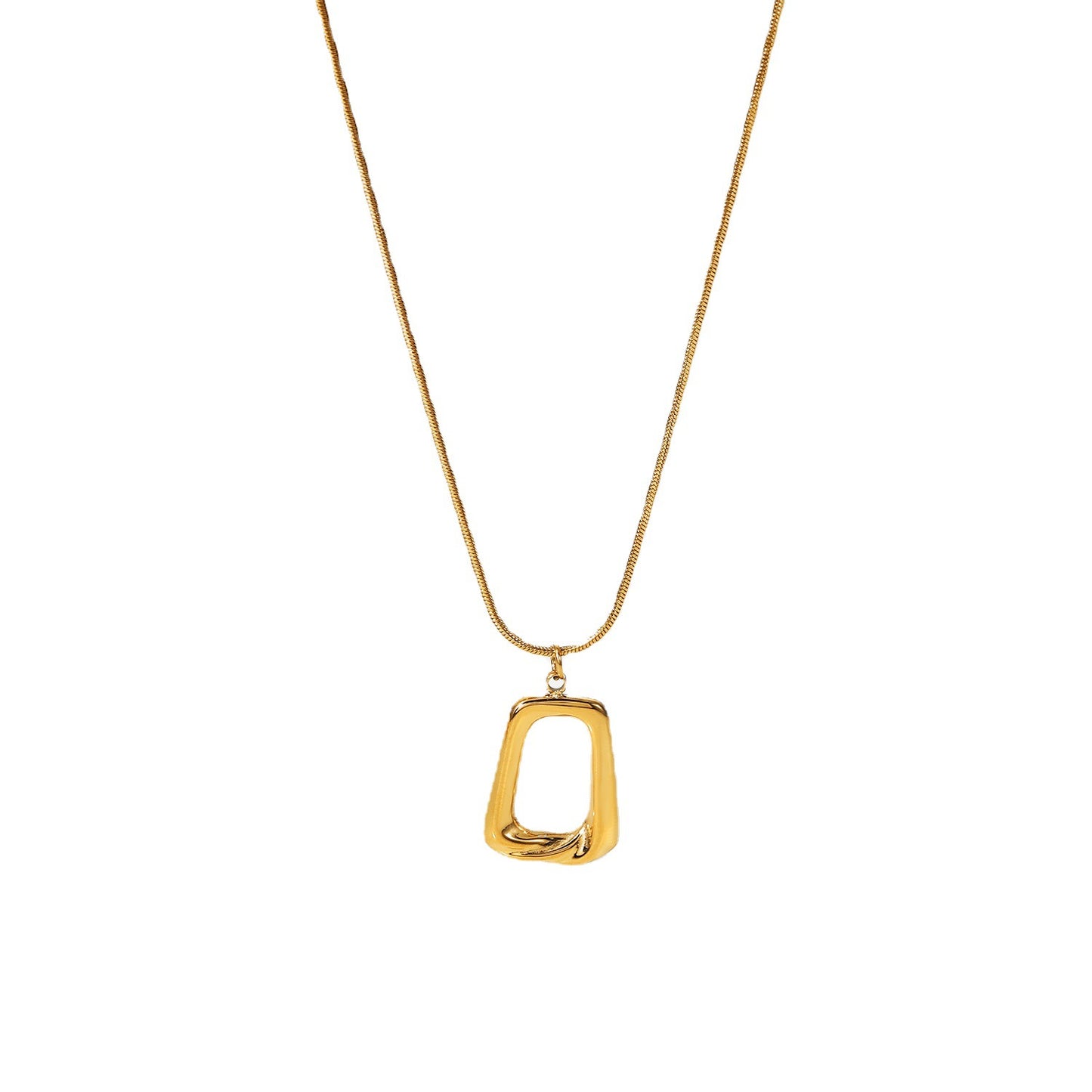 Collar Colgante de Acero Inoxidable Geométrico Retro con Amuleto Cuadrado Hueco Chapado en Oro de 18K Joyería de Moda para Mujer