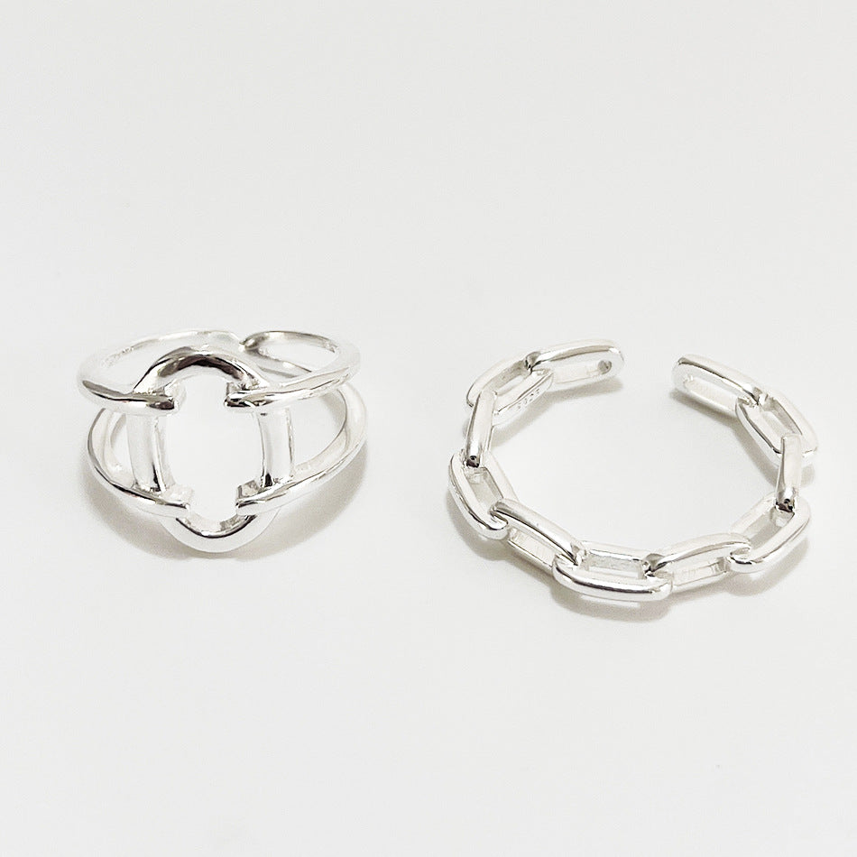 Minimalist Sweet 925 Sterling Silver Geometric Ring for Women
