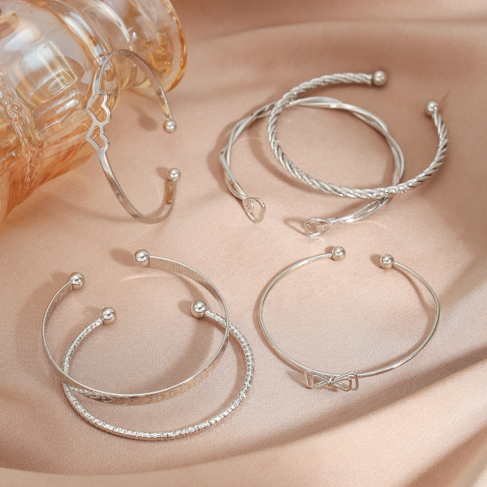 Butterfly Heart Iron Plated Bracelet Set for Women and Men